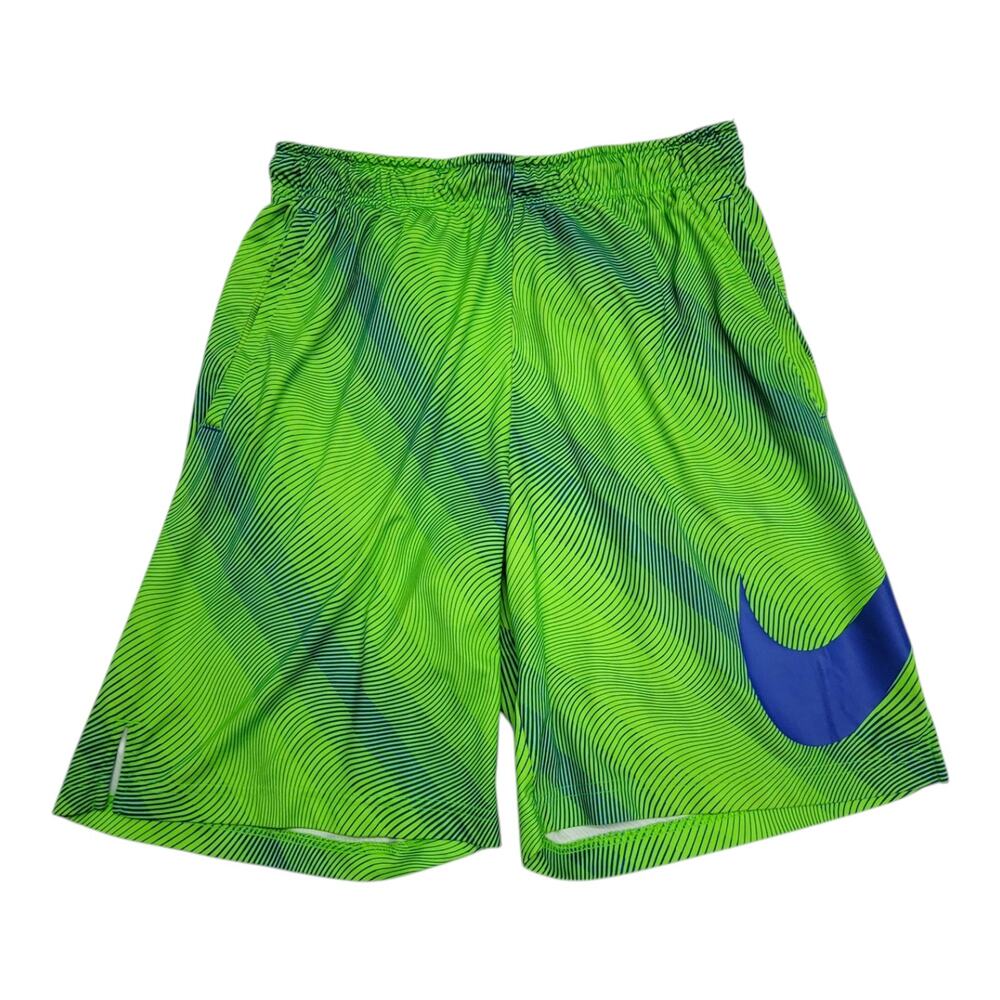 Nike Dri-FIT Basketball Shorts Mens Large Green Blue Wave Graphic Big Swoosh